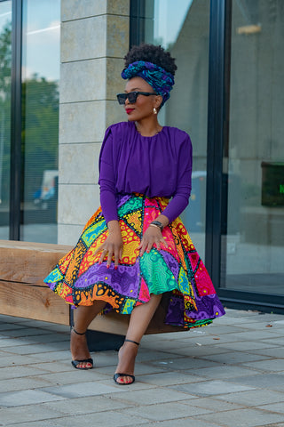 YOMI MULTICOLOURED SKATER SKIRT