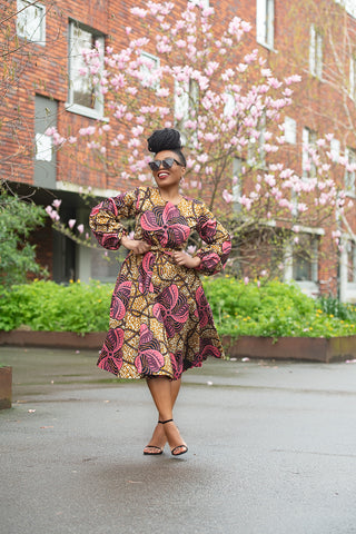 MARIAMA PINK AND BROWN DRESS.