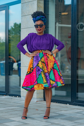 YOMI MULTICOLOURED SKATER SKIRT