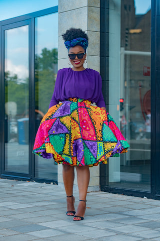 YOMI MULTICOLOURED SKATER SKIRT