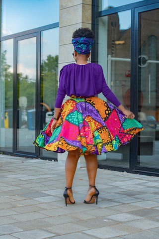 YOMI MULTICOLOURED SKATER SKIRT