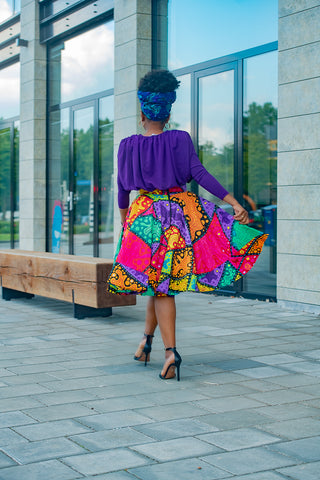 YOMI MULTICOLOURED SKATER SKIRT