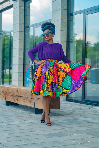 YOMI MULTICOLOURED SKATER SKIRT