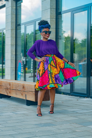 YOMI MULTICOLOURED SKATER SKIRT