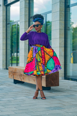 YOMI MULTICOLOURED SKATER SKIRT