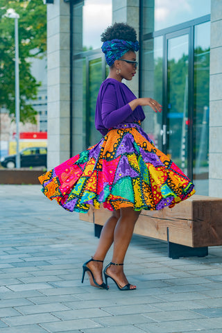 YOMI MULTICOLOURED SKATER SKIRT