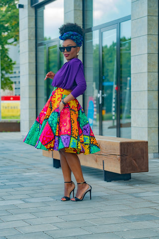 YOMI MULTICOLOURED SKATER SKIRT