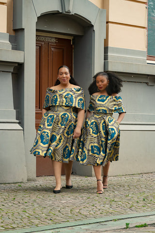 Oyin Blue And Gold Dress Dresses