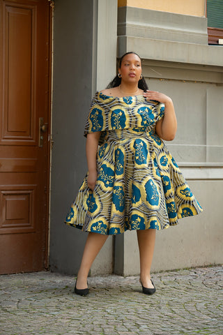 Oyin Blue And Gold Dress Dresses