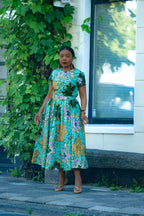 Marisol Mint Green and Gold Floral Dress