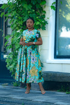 Marisol Mint Green and Gold Floral Dress
