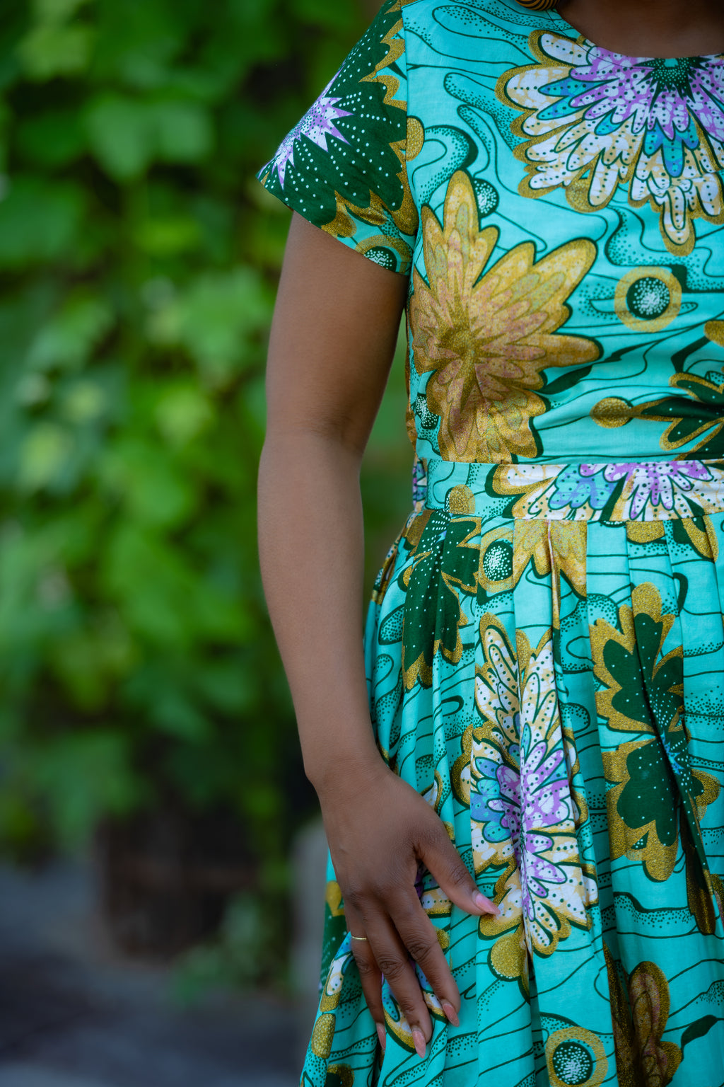 Marisol Mint Green and Gold Floral Dress