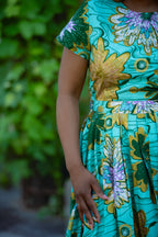 Marisol Mint Green and Gold Floral Dress