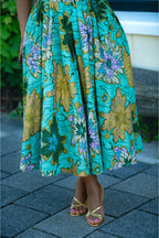 Marisol Mint Green and Gold Floral Dress