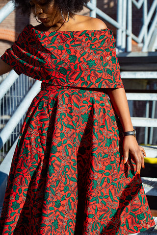 Pre Order Oyin Midi African Print Cape Dress Dresses