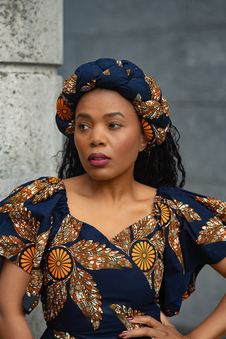 OMOLOLA PRINTED BRAIDED TURBAN