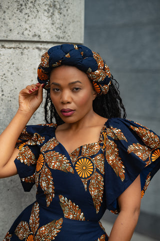 OMOLOLA PRINTED BRAIDED TURBAN