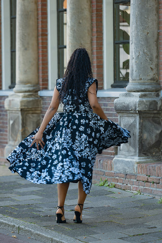 ZINHLE BLACK AND WHITE MIDI DRESS