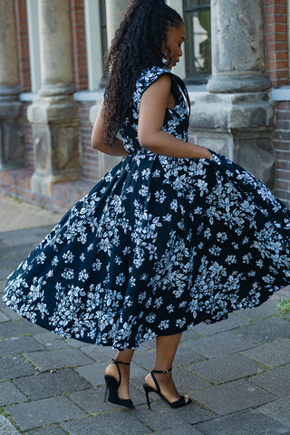 ZINHLE BLACK AND WHITE MIDI DRESS