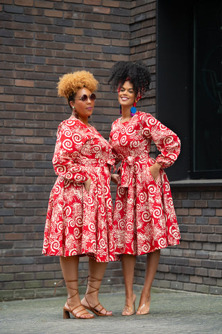 MARIAMA RED MIDI  DRESS