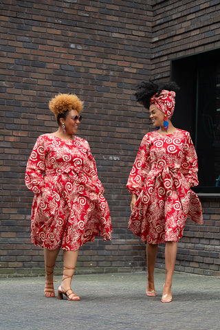MARIAMA RED MIDI  DRESS