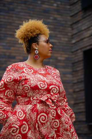 MARIAMA RED MIDI  DRESS