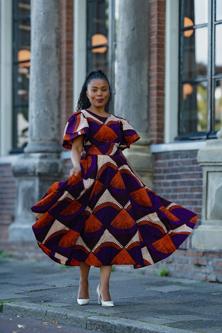 ADESUA PURPLE AND BROWN DRESS