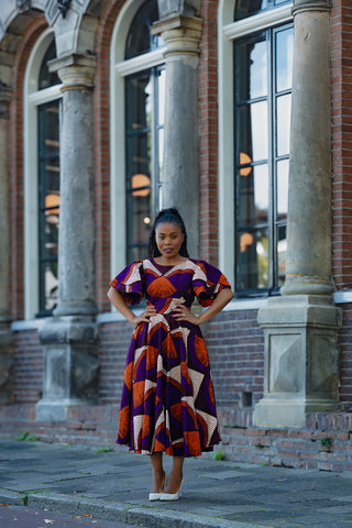 ADESUA PURPLE AND BROWN DRESS
