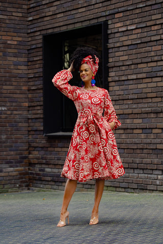 MARIAMA RED MIDI  DRESS