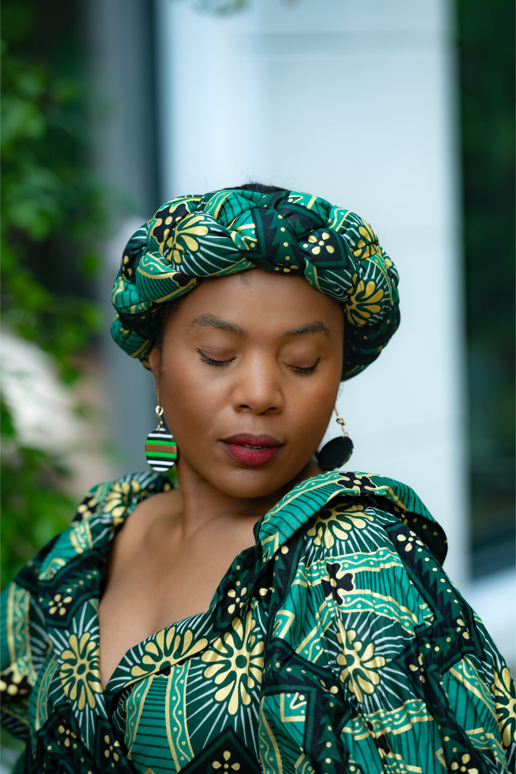 Titilayo Green and Gold Turban