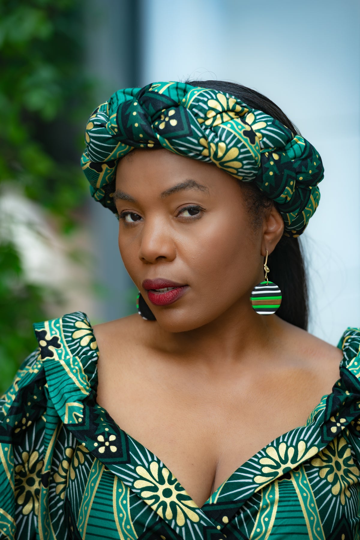 Titilayo Green and Gold Turban