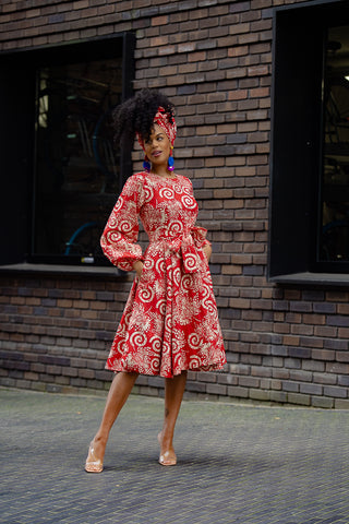 MARIAMA RED MIDI  DRESS