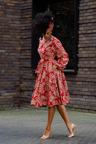 MARIAMA RED MIDI  DRESS