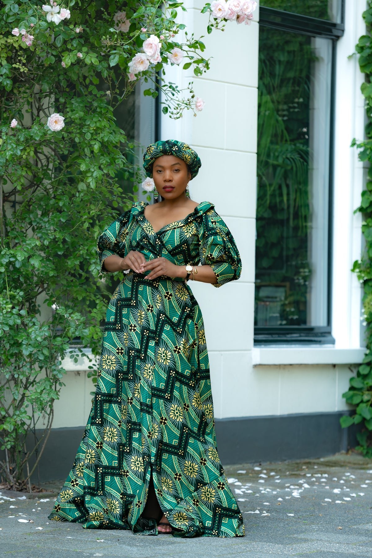 Titilayo Green and Gold Turban