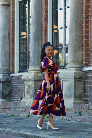 ADESUA PURPLE AND BROWN DRESS