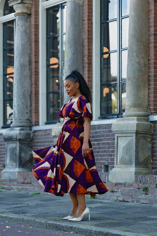 ADESUA PURPLE AND BROWN DRESS