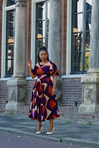 ADESUA PURPLE AND BROWN DRESS