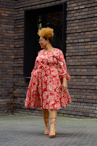 MARIAMA RED MIDI  DRESS