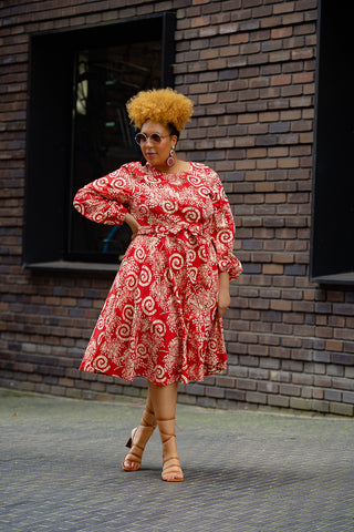 MARIAMA RED MIDI  DRESS