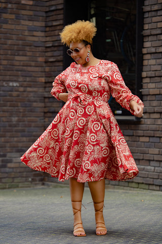 MARIAMA RED MIDI  DRESS