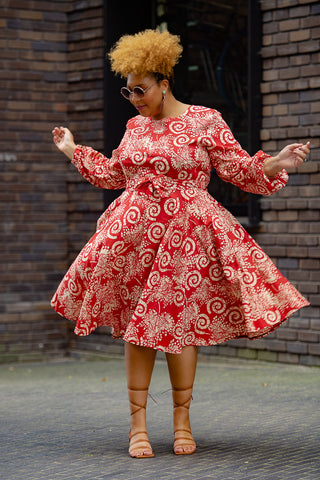 MARIAMA RED MIDI  DRESS