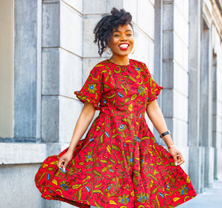 Mandisa Red Ruffle Midi Dress