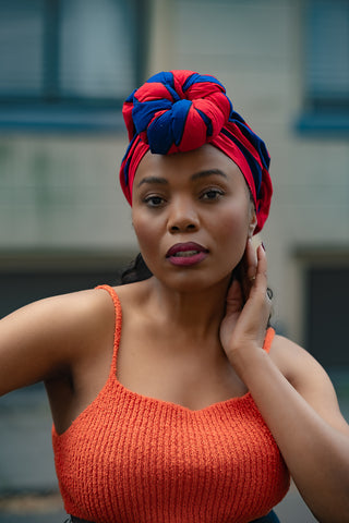 PEJU RED AND BLUE HEADWRAP