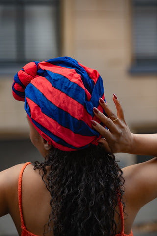 PEJU RED AND BLUE HEADWRAP