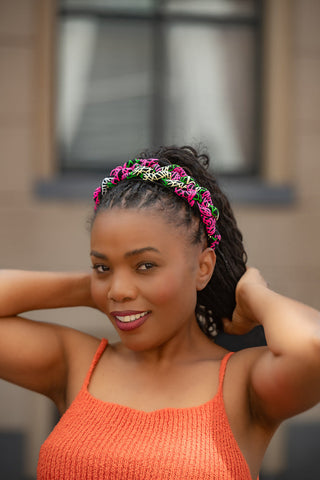 PINK FLORAL BRAIDED HEADBAND HEADBANDS