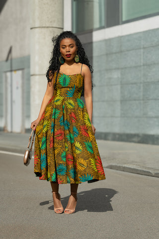 LYDIA BROWN STRAP DRESS