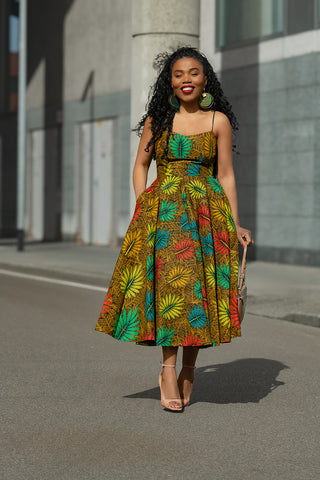 LYDIA BROWN STRAP DRESS