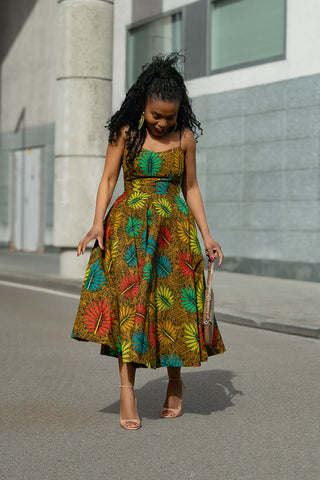 LYDIA BROWN STRAP DRESS