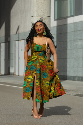 LYDIA BROWN STRAP DRESS