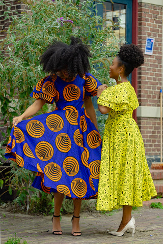 ADESUA BLUE AND ORANGE DRESS